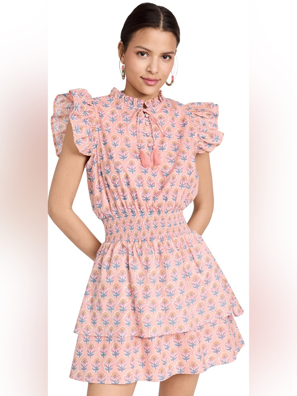 Marea by Liz Joy Sarah Flutter Dress in Coral Multi, EUC size small - Picture 7 of 7